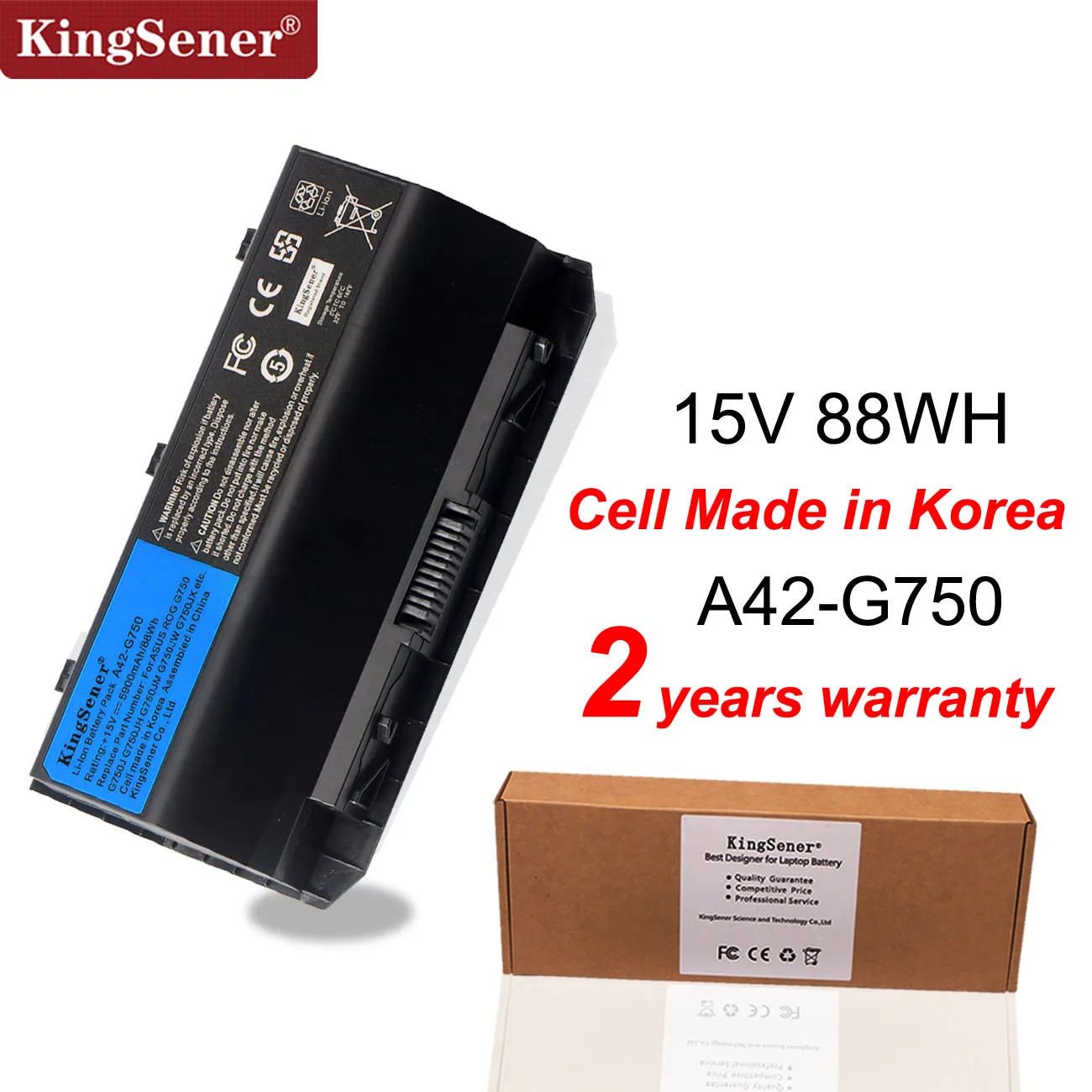 KingSener A42-G750 Аккумулятор для ноутбука ASUS ROG G750 G750J G750JH G750JM G750JS G750JW G750JX G750JZ Series 15V 88WH 5900mAh
