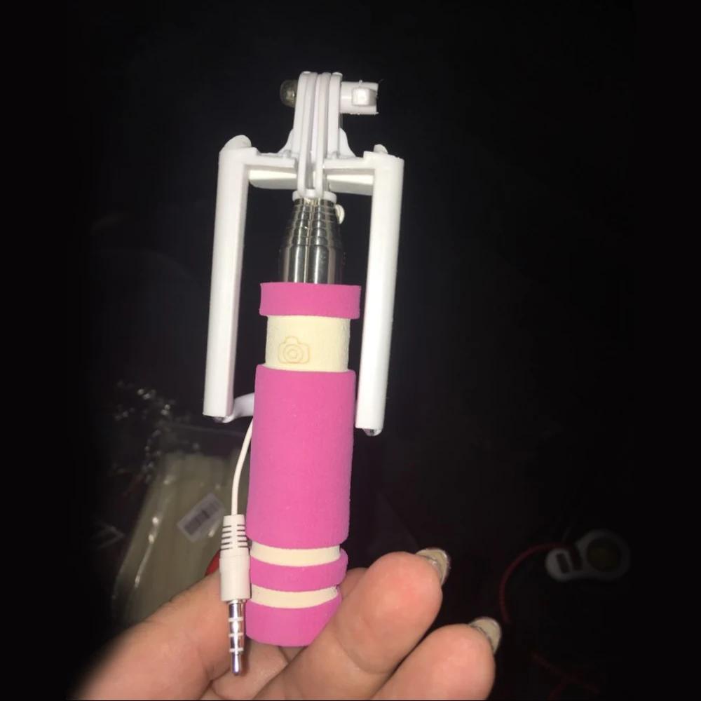 Портативный мини выдвижной ручной монопод для селфи проводной пульт