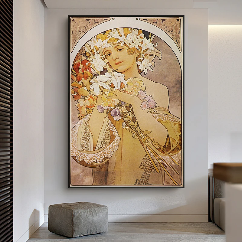 Женская элегантная холщовая фотография Alphonse Fly фотообои для гостиной|Рисование и