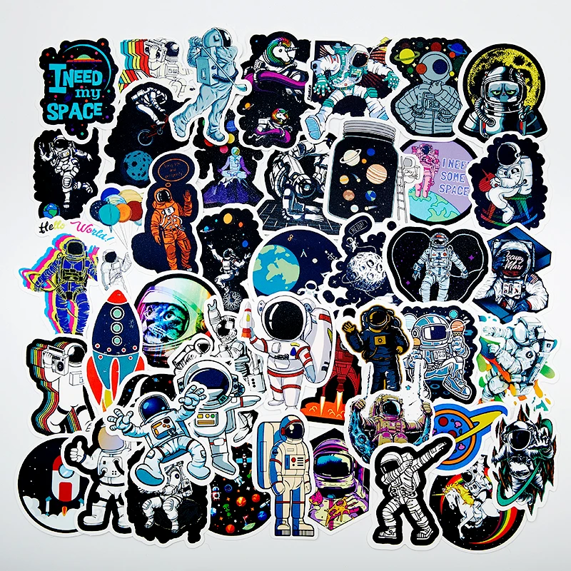 50 Uds. Pegatinas espaciales de nave espacial, pegatinas de alien&iacute;gena para monopat&iacute;n, port&aacute;til, coche, estilismo de equipaje, vinilo, pegatinas impermeables-1