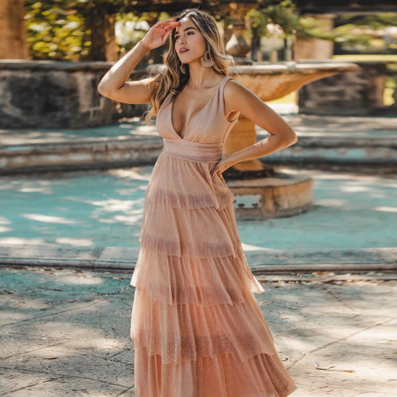 Robe De Soiree Ever красивые сексуальные трапециевидные вечерние платья с v-образным вырезом без рукавов и оборками Длинные Новое поступление свадебные вечерние платья для гостей