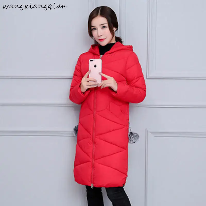 

women's winter thick solid color coat cotton women long Korean version of the zipper long-sleeved slim Cotton coat female A491