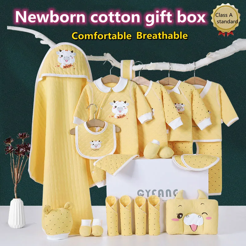 

Four Seasons Baby Outfit New Pure Cotton Cute Kid Clothes Cartoon Printing Comfortable Newborn Full Moon Set Without Box XB124
