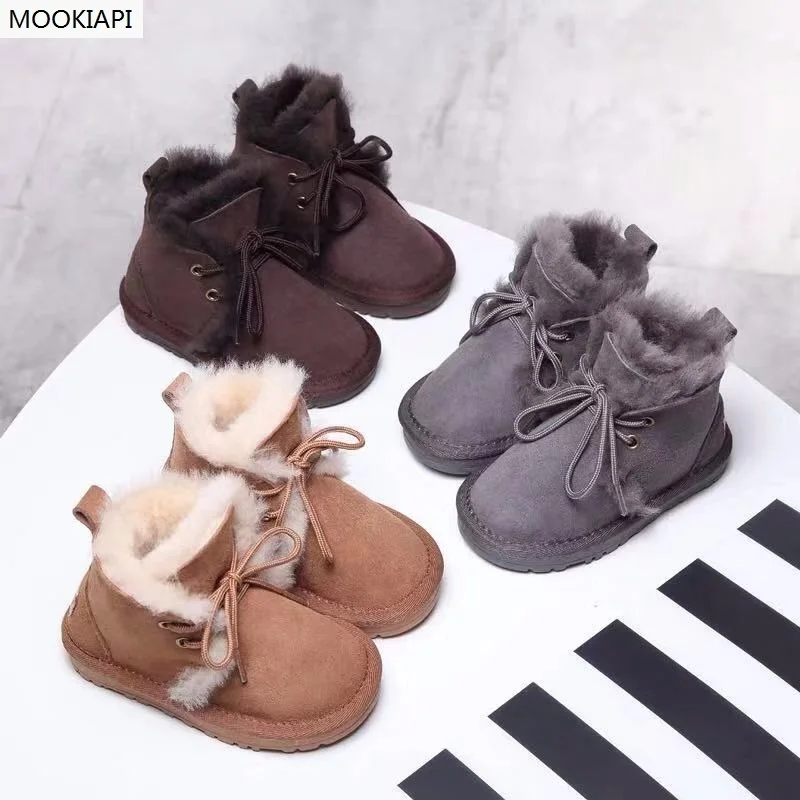 

In 2019, Europe's newest sheepskin and fur children's snow boots, pure wool children's boots, free delivery, three colors