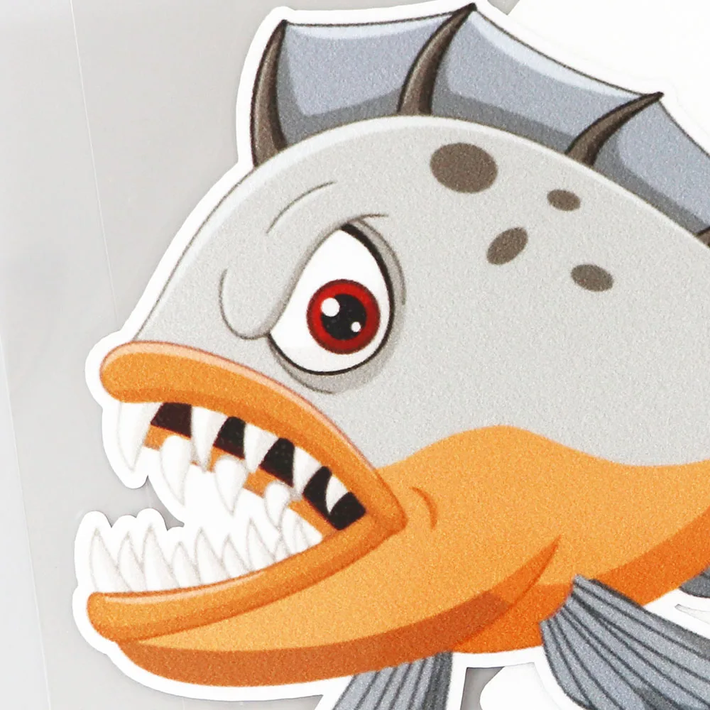 

YJZT 14.2CM11.6CM Car Sticker Cartoon Angry Piranha Decal PVC 11C-0033