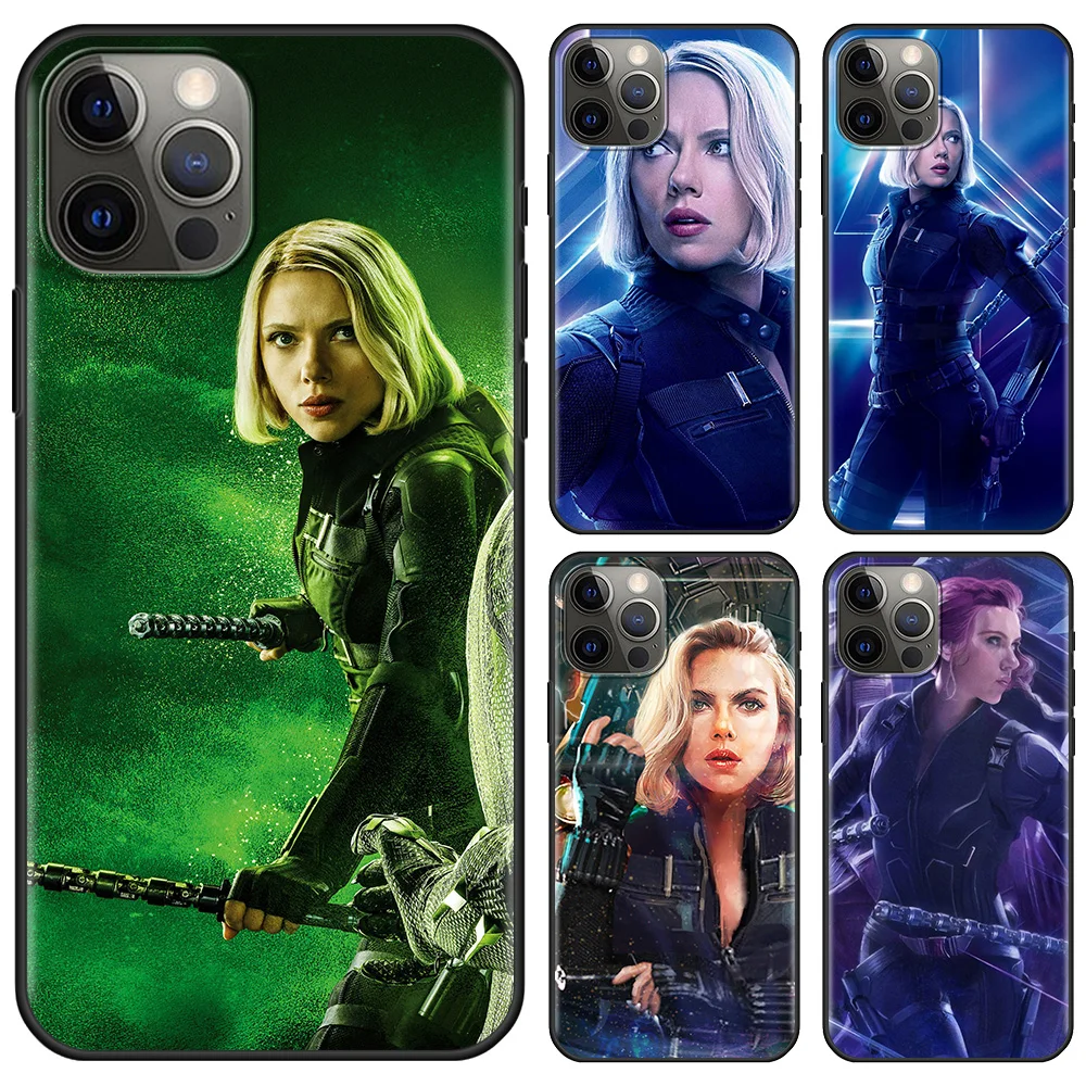 

Phone Case For iPhone 13 11 12 Pro Max XS Max XR X 8 7 6s 6 Plus 13 12 Mini SE 2020 5 5S Coque Black Widow Endgame