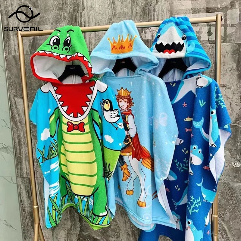 

Child Beach Towel Unicorn Shark Print Children's Surf Poncho Pool Swim Towels Ultra Absorbent Hooded Bathrobe Kids Boys Girls