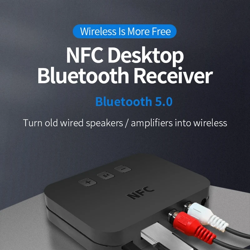 

Bluetooth 5.0 RCA Audio Receiver 3.5mm AUX 3.5 Jack Music Wireless Adapter with NFC for Car TV Speakers Auto ON/OFF