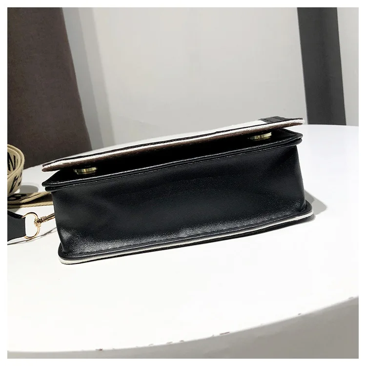 

2021 New Design Women Messenger Bag Personality PU Canvas Patchwork Female Shoulder Handbag Student Crossbody Flap School bag
