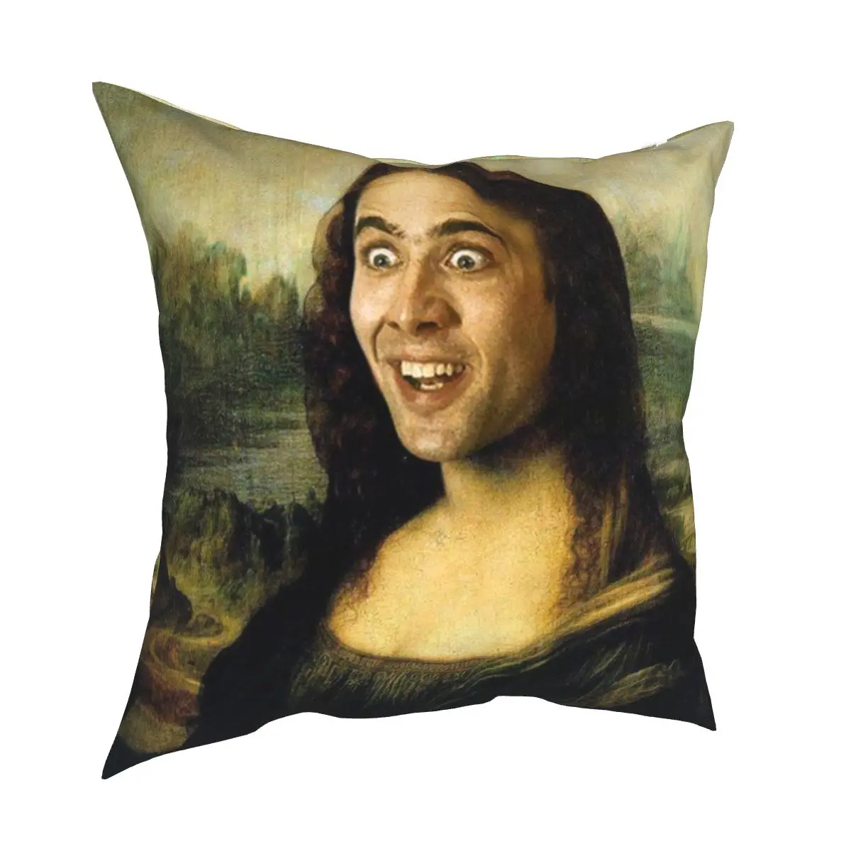 Квадратные наволочки для подушек Николаса Кейджа Мона Лизы диванных с забавным