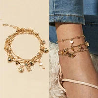 new summer anklet 3pcs butterfly multilayer ankle bracelet beach women jewelry