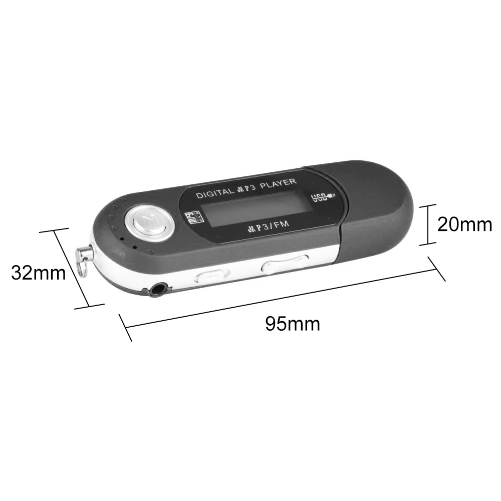 

J-boxing USB Stick MP3 Player, LCD Display Digital Music Player, Supports TF Capacity Max 32G, FM Radio, Replaceable AAA Battery