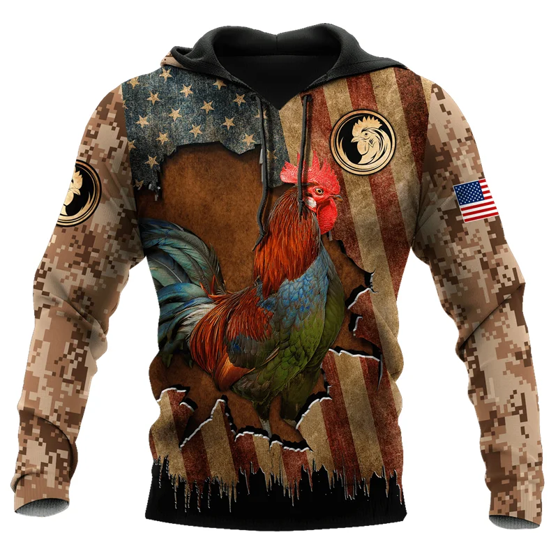 

Fashion Rooster Symbol Chicken pullover Funny Crewneck Casual Spring Unisex 3D Printed Zipper Hoodie Sweatshirt MAN JACKET