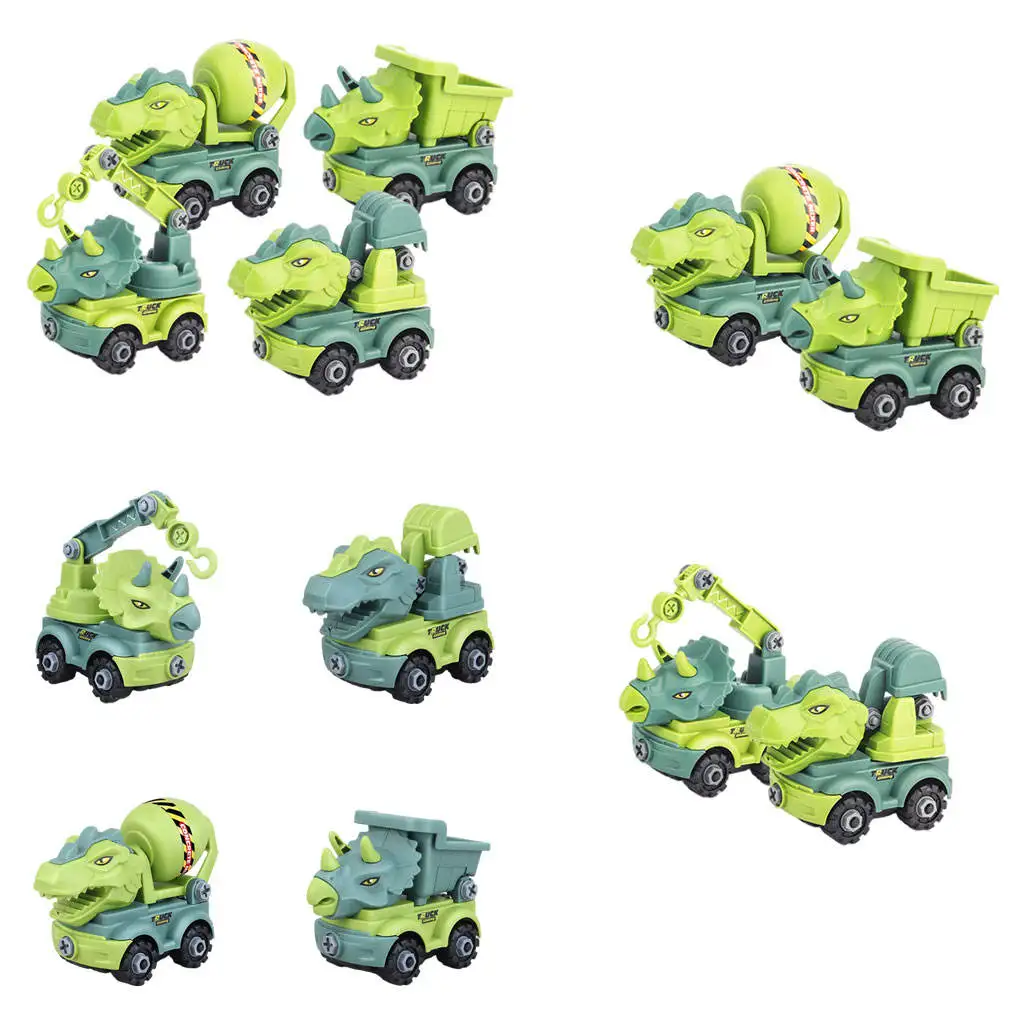 

Children's Construction Toy Dinosaur Engineering Car Excavator Dump Truck Educational Toys DIY Model Car Toy Gifts for Kids Boy