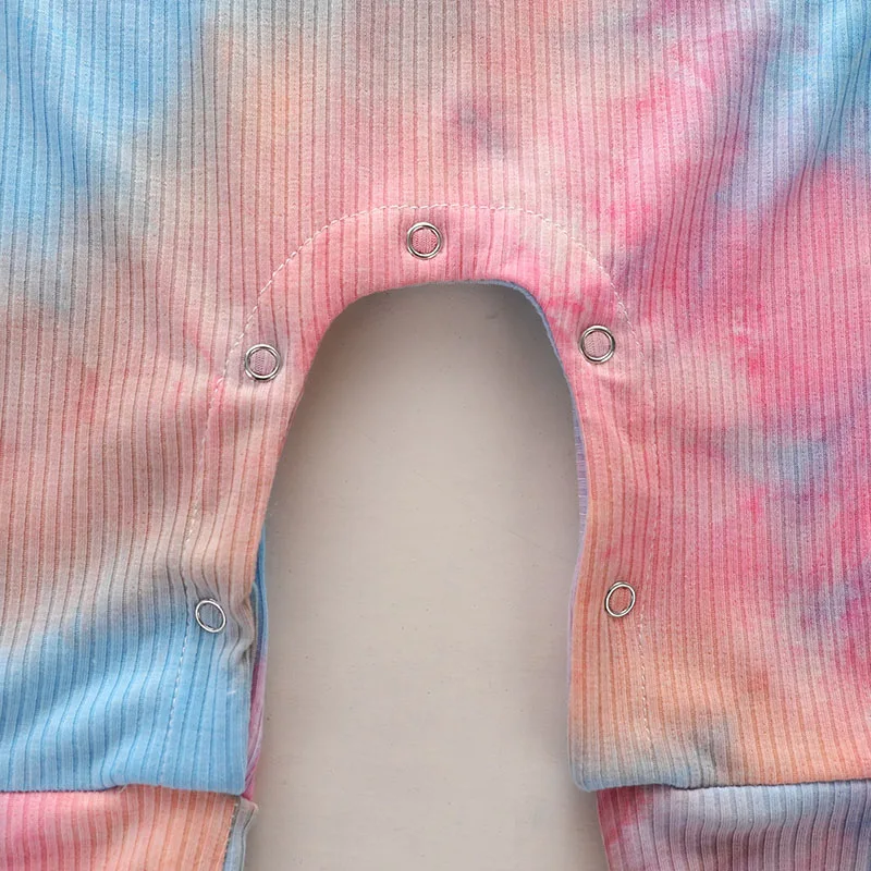 

24M Newborn Baby Girls Tie Dye Romper Long SleeveClorful Jumpsuits Spring Autumn Clothing Ribbed Outfits Baby Boutique Clothing