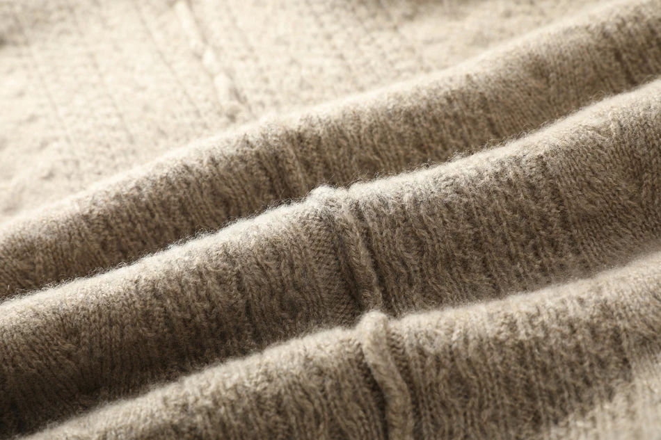 RMORE Inner Mongolian Cashmere цельное платье для женщин Зимний толстый пуловер половина-водолазка с разрезом сбоку ребристый кабель 7 калибра вязаный