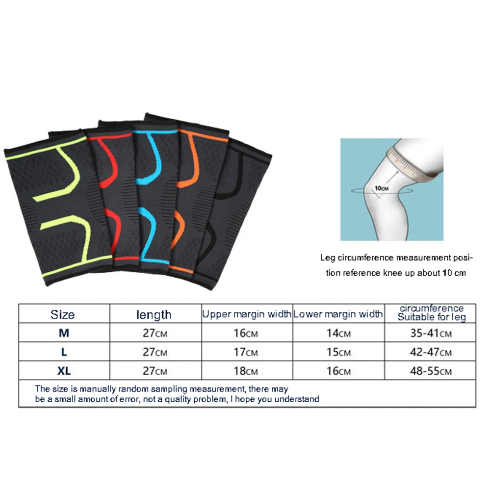 

1PC Elastic Knee Pads Nylon Sports Fitness Kneepad Protective Gear Patella Brace Support Running Basketball Knee Protector Pad