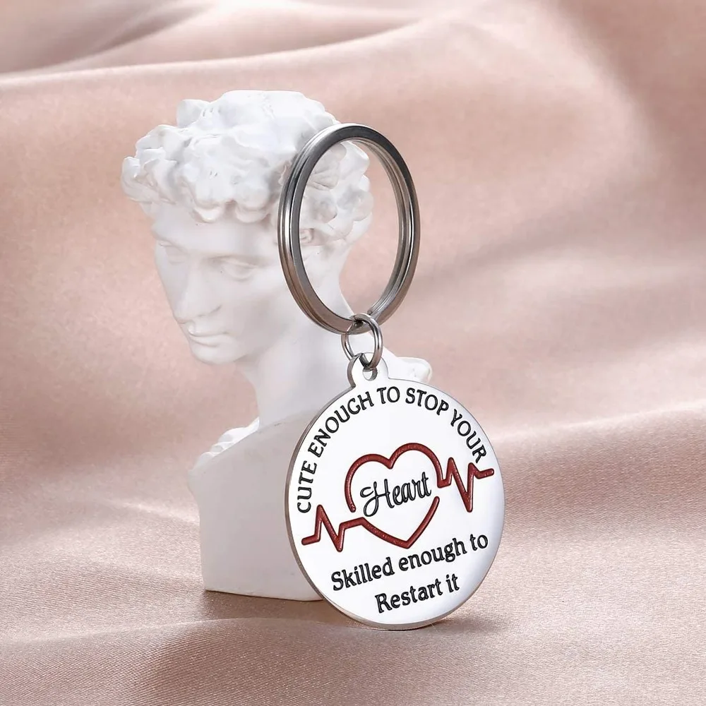 Nurse Gift Idea Keychain for Women Men Nursing Day Weeks Cute Enough to Stop Your Heart Practitioner Students | Украшения и
