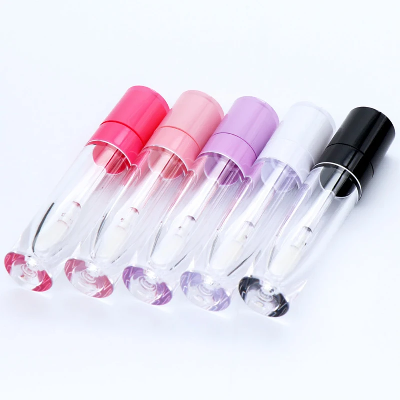 

6.3ml Rose Red/Purple/Black/White/Pink Lid Lip Gloss Tubes Empty Lipgloss Packaging Clear Cosmetic Container Refillable Bottles