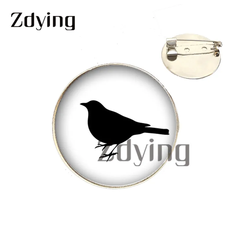 Zdying Black Silhouette Animal Horse Birds Hedgehog Dragon Brooch Pin Silver Plated Metal Glass Cabochon Badge Brooches HC008 | Украшения и