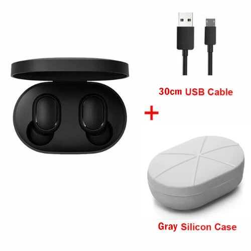 Xiaomi Redmi AirDots True Беспроводные bluetooth 5,0 наушники DSP активная шумоподавление гарнитура с микрофоном наушники - Цвет: add gray case cable