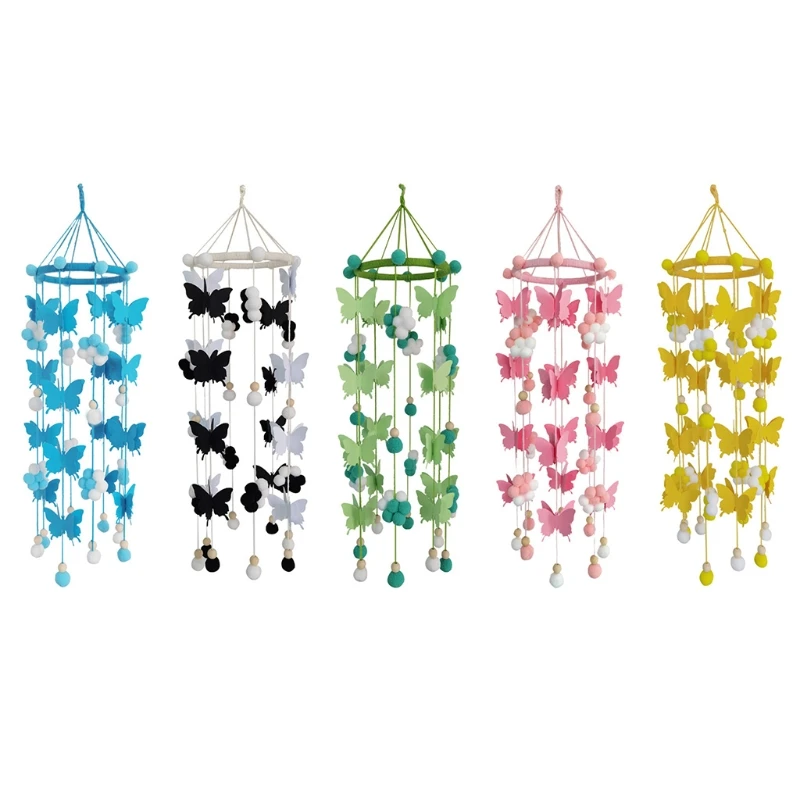 

Baby Crib Wind Chime Butterfly Hair Ball Rattle Newborn Cot Pendant Infants Room Decoration Shower Gifts
