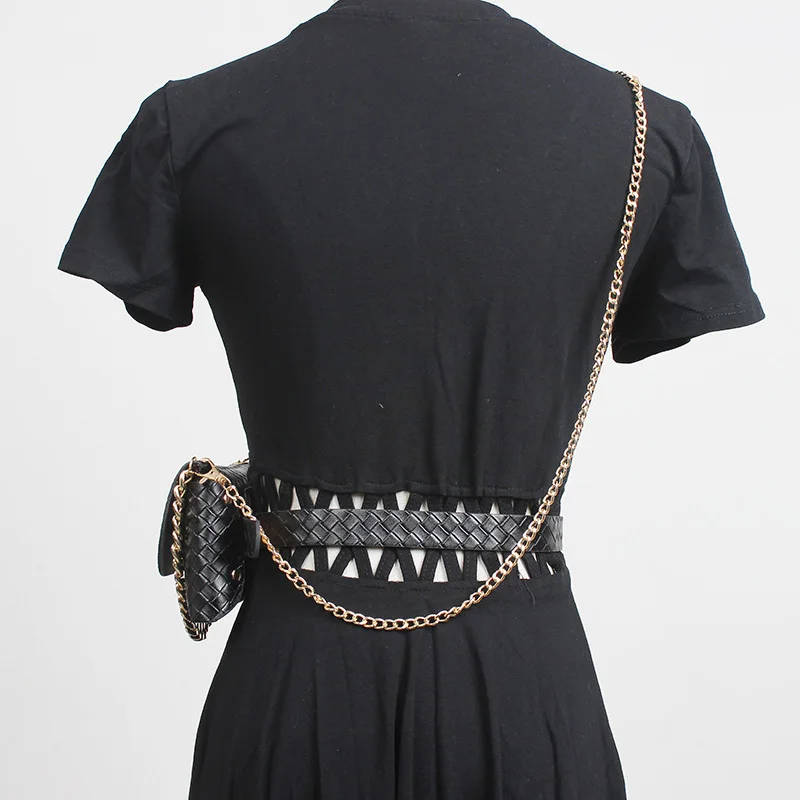 

[EAM] Women New Metal Chain Plaid Pattern Pu Leather Long Belt Personality Fashion Tide All-match Spring Autumn 2021 1DD3393