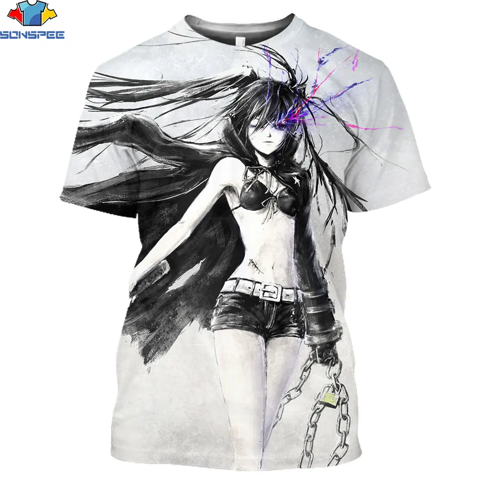 

SONSPEE 3D Black Rock Shooter Japanese Anime T-shirt 2021 Summer Unisex Casual Short Sleeve Men 3D Style Street Wear Pullover C