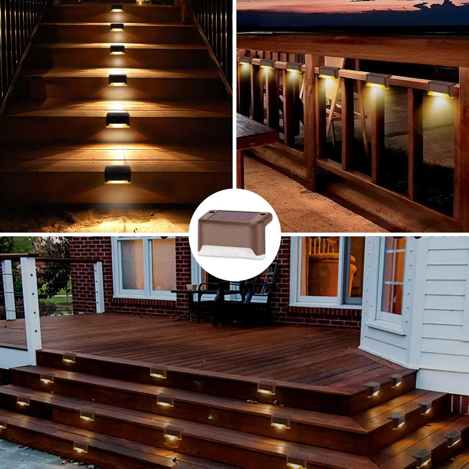 16 шт. ABS Патио Сад Белый теплый открытый светильник лестницы солнечное покрытие