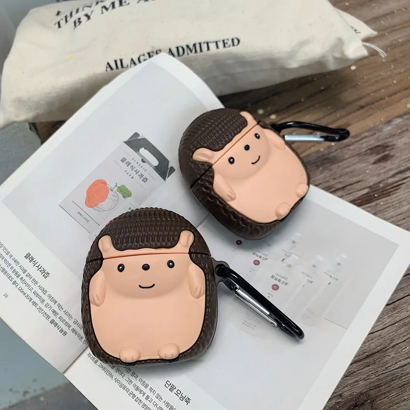 Для Apple AirPods 3D милый мультяшный кролик Ежик чехол для Airpods 2 беспроводные наушники