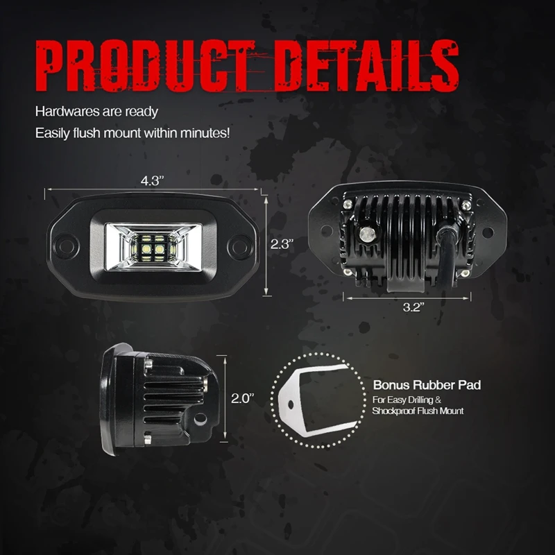 

2Pcs Work Light Bar Led 4X4 Offroad 10-30V Car Accesorios Motorcycle Flood Bulb 20W 6000K White Auto Fog Lamp Atv Driving Light