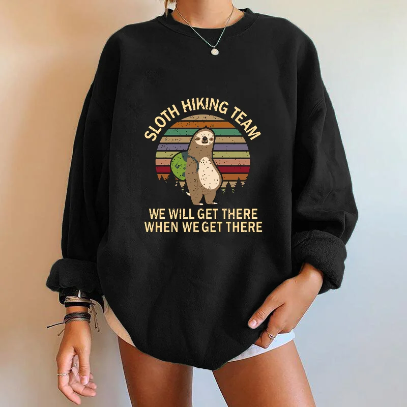 

Seeyoushy Sloth Hiking Team Printed Women Sweatshirt Harajuku Drop-shoulder Streetwear Graphic Sudaderas Anime Crewneck Tops
