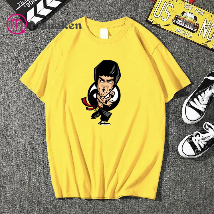 

Cool Bruce Lee cartoon cotton short sleeve O-Neck Tee Tops T-shirt streetwear men homme men clothes