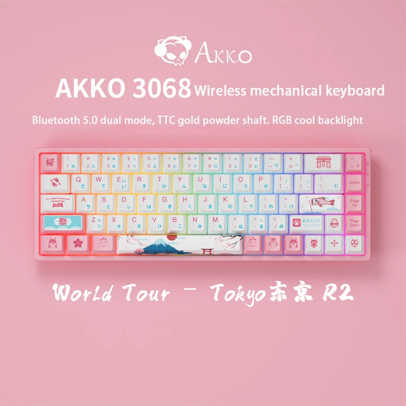 

AKKO 3068 Original AKKO 3087/3098/3108 Tokyo Sakura Wired Mechanical Gaming Keyboard 87/98/108 Keys PBT Computer Gamer