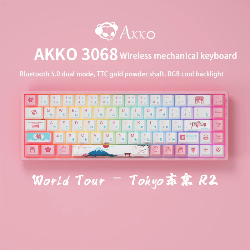 

AKKO 3068 оригинальная AKKO 3087/3098/3108 Проводная Механическая игровая клавиатура с Токио Сакура 87/98/108 клавиш PBT компьютерный геймер
