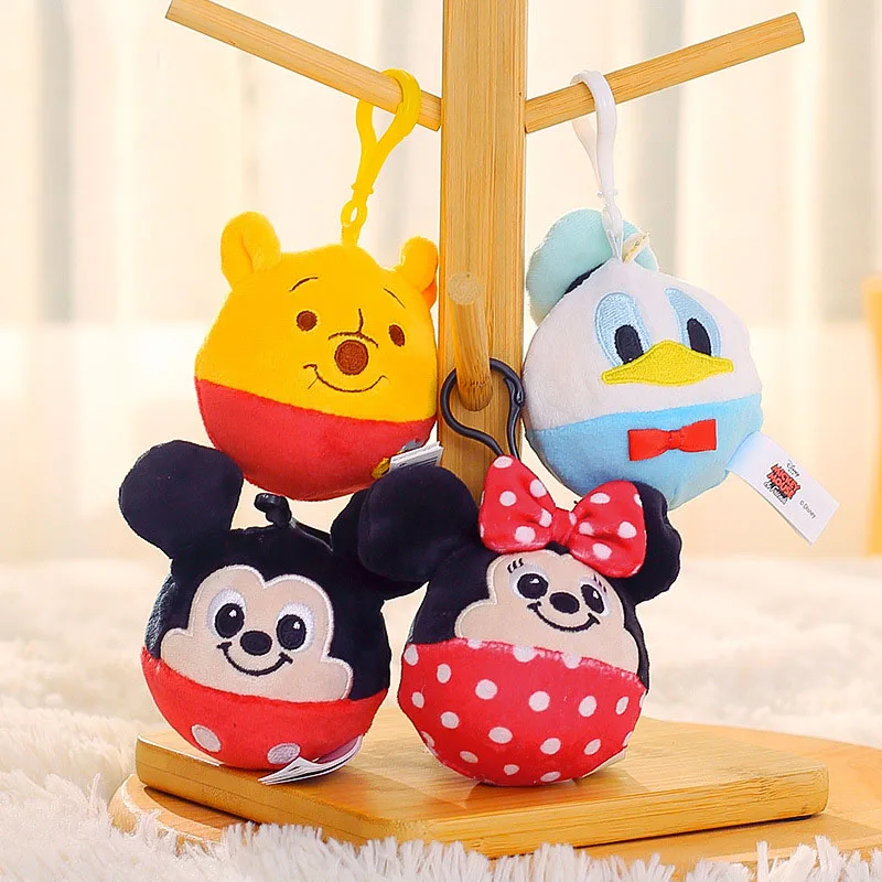

7cm Disney Anime Mickey Minnie Plush Pendant Keychain Toy Anti-stress Vent Children's Toy School Bag Pendant Children's Gift