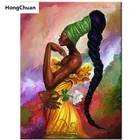 Картина из квадратныхкруглых страз 5D сделай сам, мозаика с африканскими длинными волосами для девушек, вышивка крестиком, украшение для дома