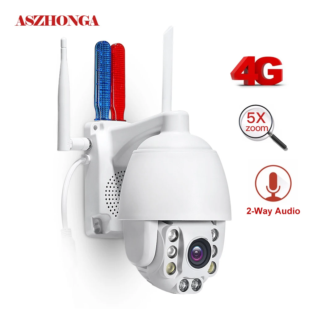 2MP sim-карта 3g 4G Беспроводная мини PTZ купольная камера безопасности 1080P наружная 5X зум-объектив двухсторонняя аудио CCTV камера наблюдения