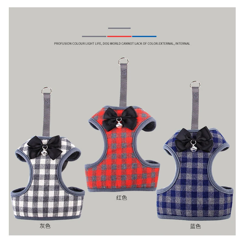 Шлейка с поводком для домашних питомцев базовый клетчатый жилет подкладкой