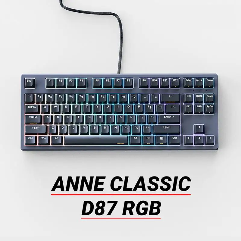 

ANNE CLASSIC D87 87 key mini portable 60% mechanical keyboard RGB Backlight PBT Gateron mx Red Brown Switch Gaming Keyboard