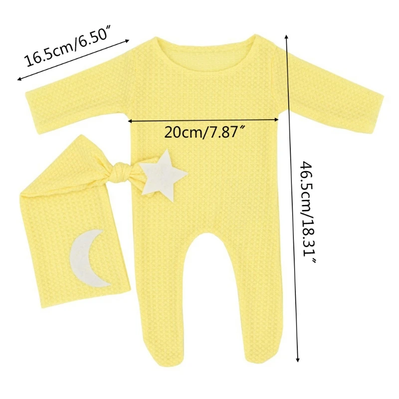 

50LE 2 Pcs Newborn Photography Props Clothing Baby Knit Romper Long Tail Knot Hat Set
