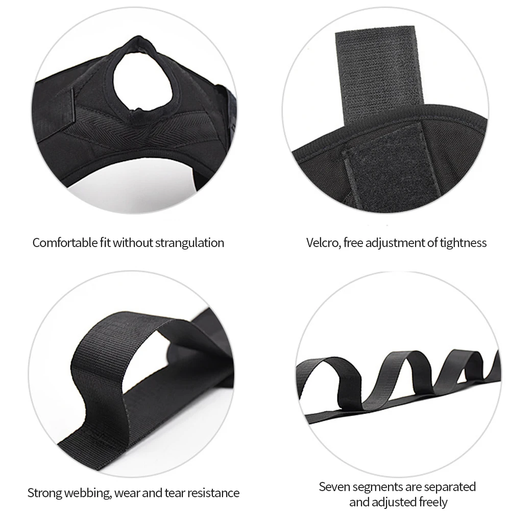 

Yoga Stretch Band Stretching Strap Black with Loops for Hamstring Stretcher Exercise Belt