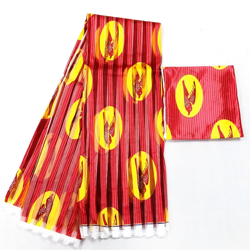 Модная розовая лента из органзы с Африканским воском 4 Ярда подходит к 2 ярдам