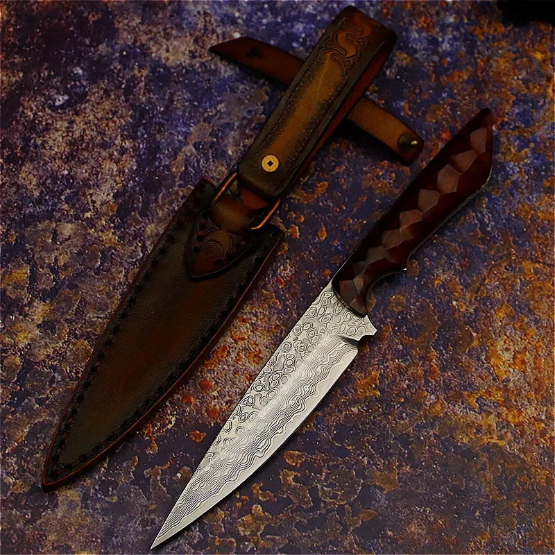 Японский нож PEGASI из дамасской стали интегрированный охотничий тактический для