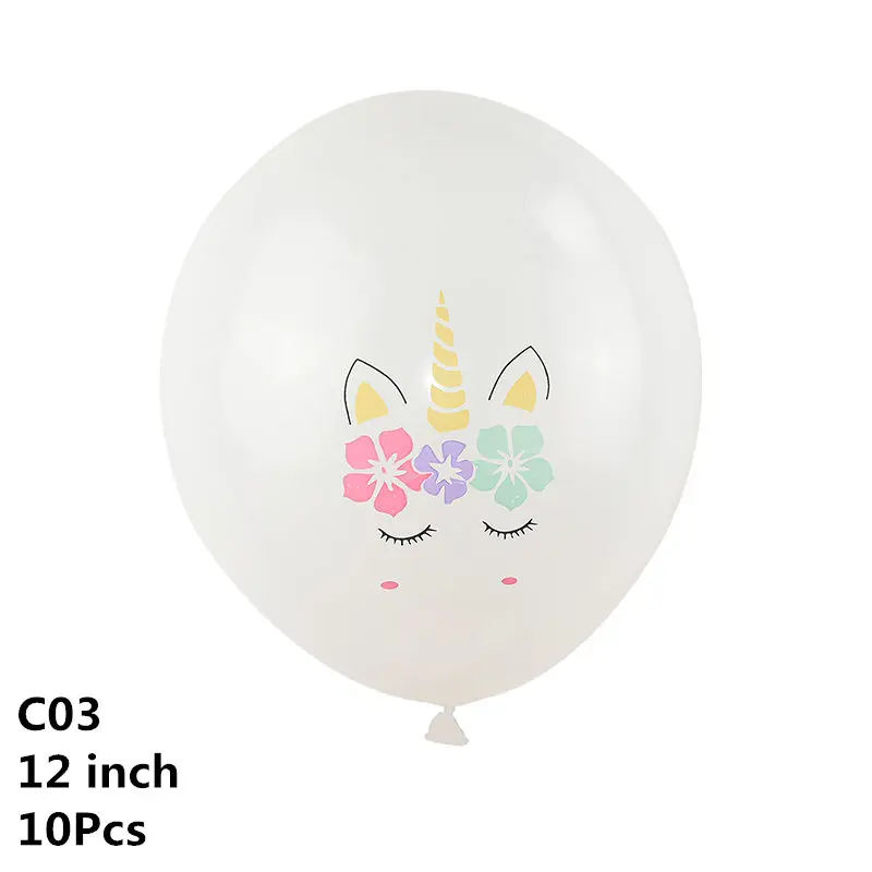 10pcs-C03 10 шт. 12 дюймов Единорог латексные шары Набор DIY мультфильм Лошадь Единорог шары принцесса день рождения украшения свадебные шары - Цвет: 10pcs-C03