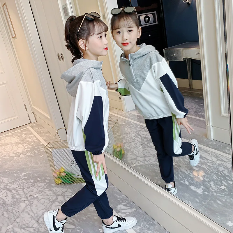 

Casual Zipper Spring Summer Children's Clothes Set Baby Girls Sweatshirts + Pants 2pcs/Set Kids Costume Teenage Girl Clothing Hi