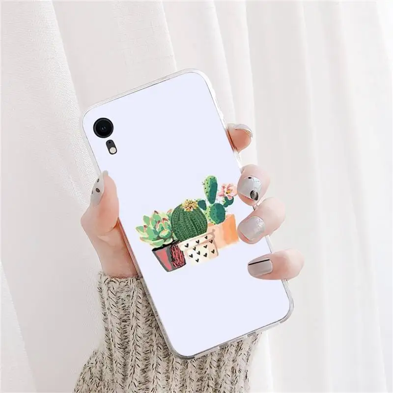 

YNDFCNB Green Potted Plant Leaf Phone Case For iPhone X XS MAX 11 12 pro max 6 6s 7 7plus 8 8Plus 5 5S XR se 2020 case