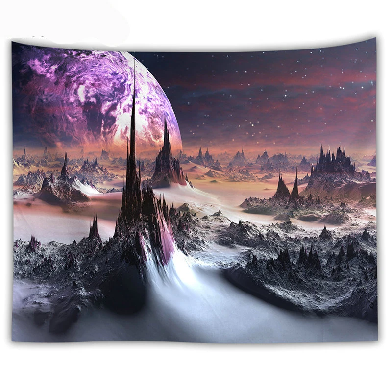 Настенный гобелен с красивым лунным небом настенные украшения для дома звездная