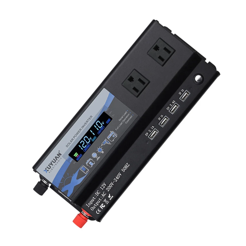 

24V-110V Car Inverter Charging Converter 4 USB with LED Colorful Light (US Plug)