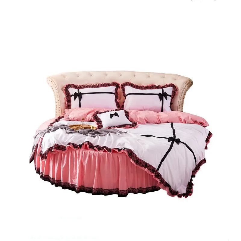 Новинка 2019 4 шт. хлопковая круглая простыня наволочка пододеяльник кружевные